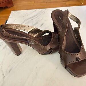 Diane von Furstenberg Leather Lasercut Accent Sling Back Sandal Sz 10